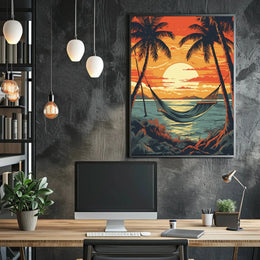 Tropical Beach Sunset Tranquility Travel Poster PosterGoat