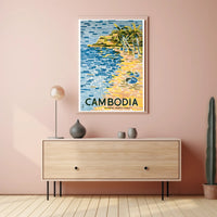 Tropical Cambodia Travel Poster: Serene Beach and Palm Trees PosterGoat