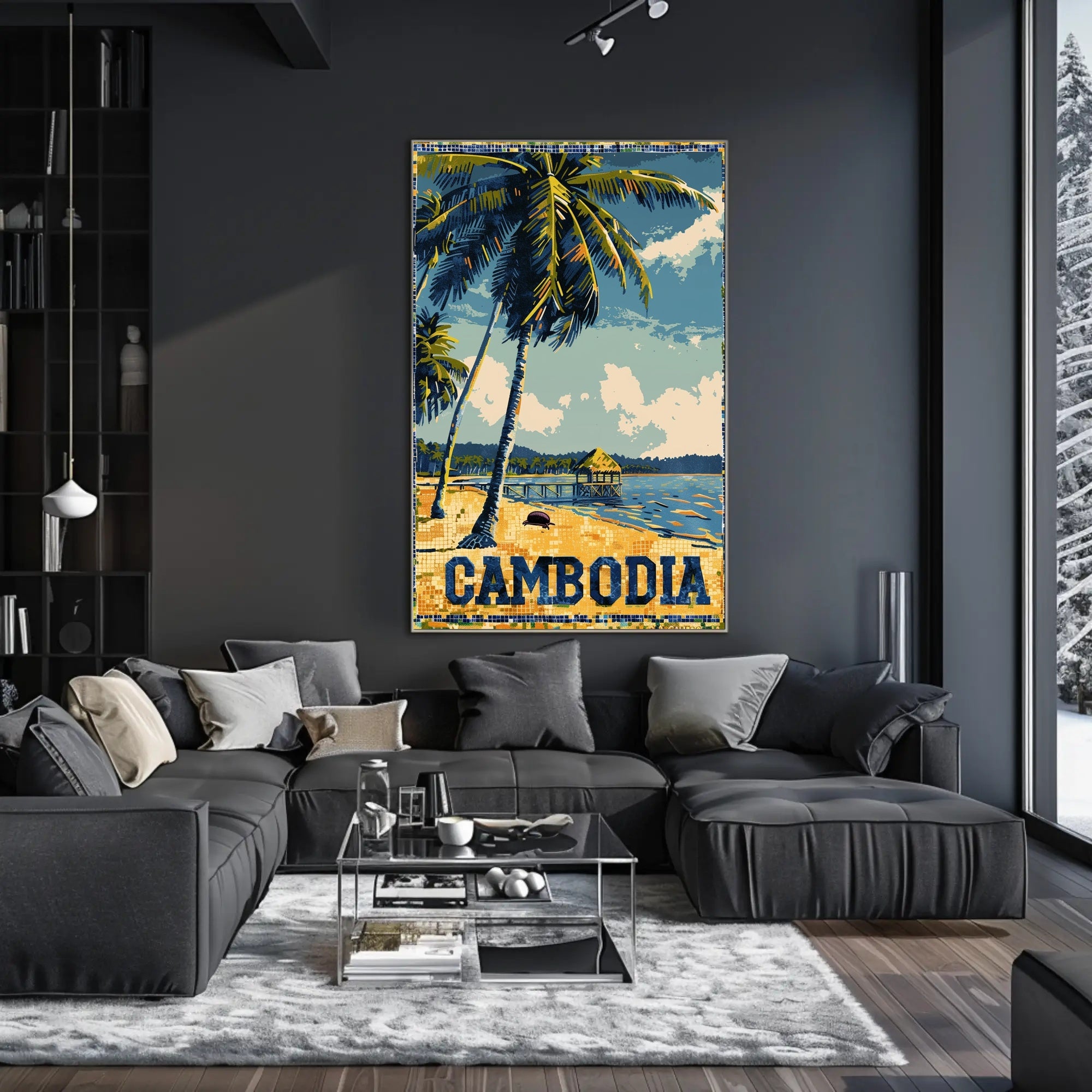 Tropical Cambodian Beach Retro Travel Poster PosterGoat