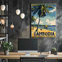 Tropical Cambodian Beach Retro Travel Poster PosterGoat