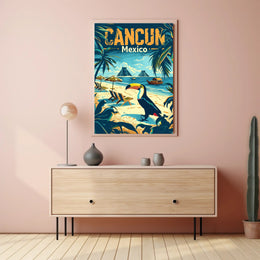 Tropical Cancun Escape Vintage Travel Poster PosterGoat