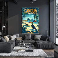 Tropical Cancun Escape Vintage Travel Poster PosterGoat