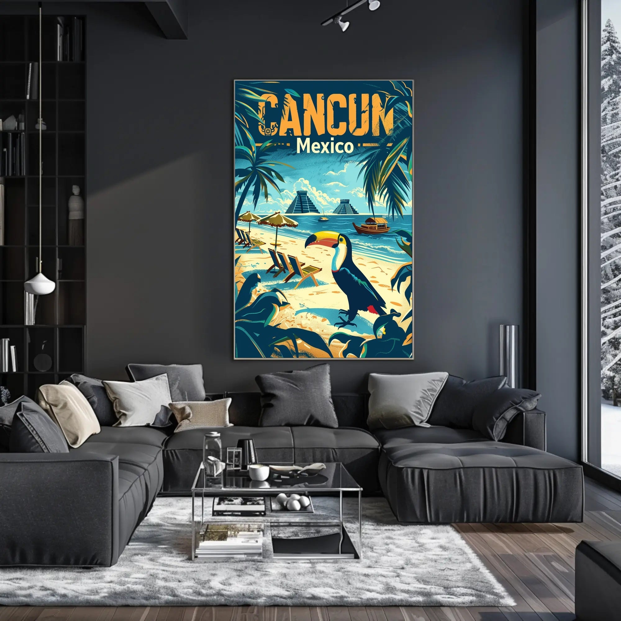 Tropical Cancun Escape Vintage Travel Poster PosterGoat