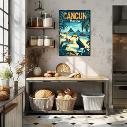 Tropical Cancun Escape Vintage Travel Poster PosterGoat