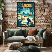 Tropical Cancun Escape Vintage Travel Poster PosterGoat