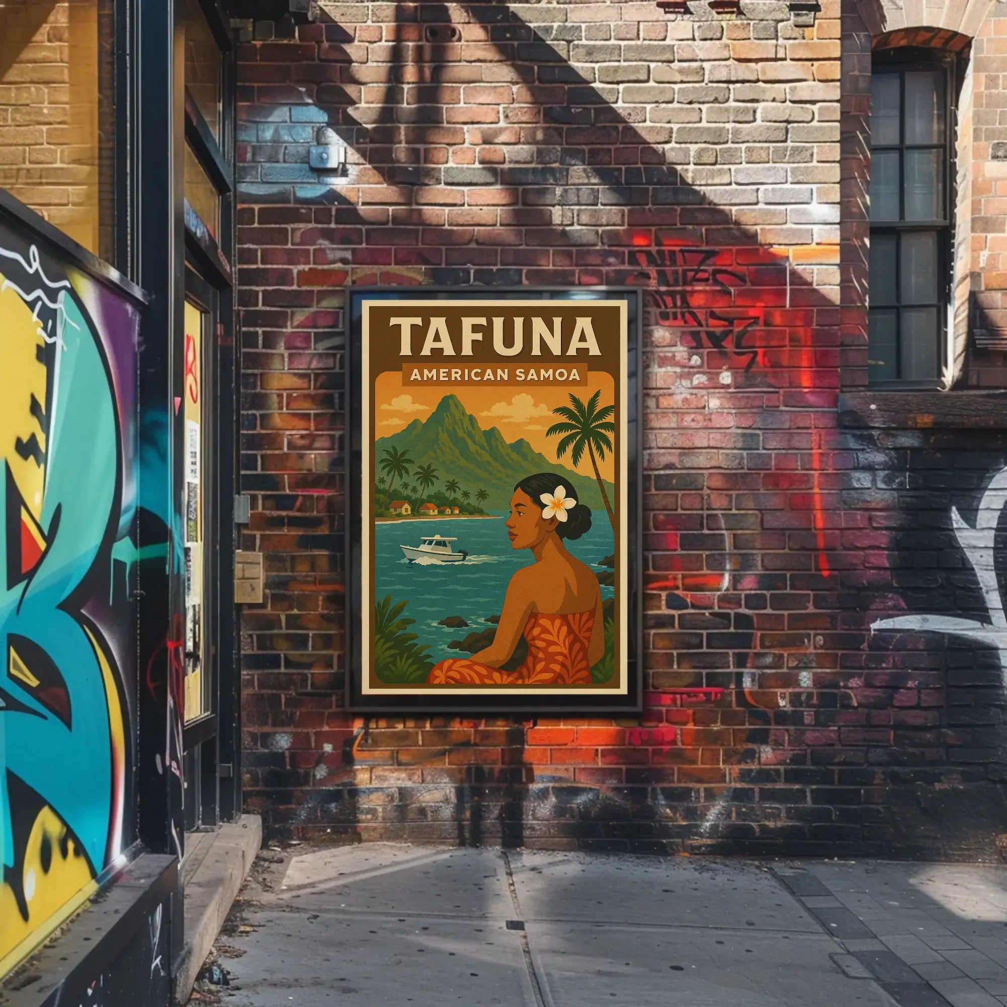 Tropical Escape in Tafuna Travel Poster PosterGoat