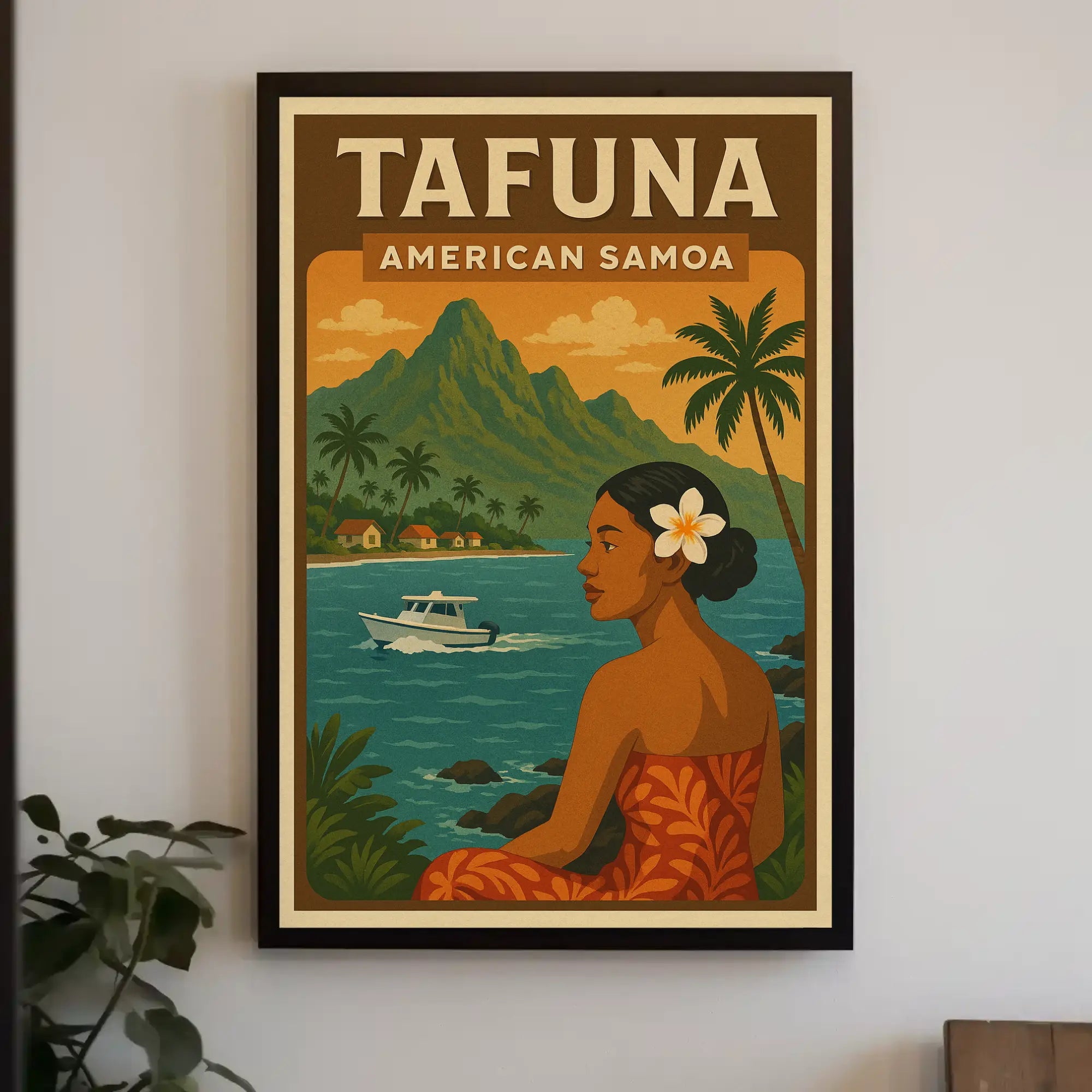 Tropical Escape in Tafuna Travel Poster PosterGoat