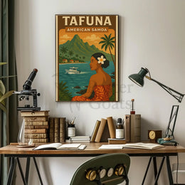 Tropical Escape in Tafuna Travel Poster PosterGoat