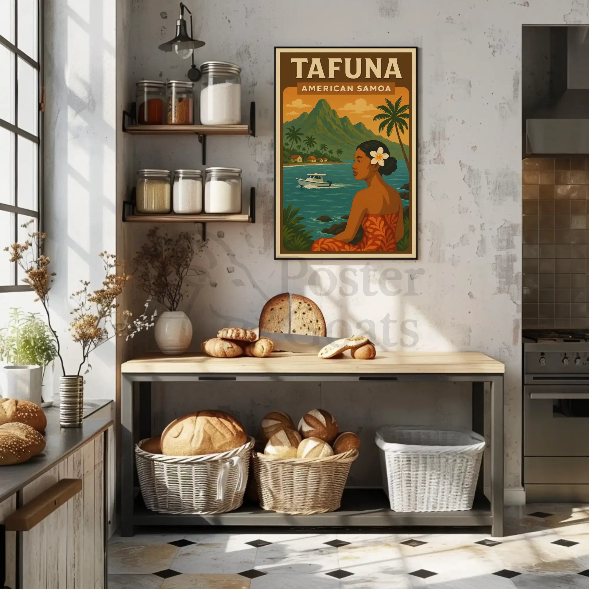 Tropical Escape in Tafuna Travel Poster PosterGoat