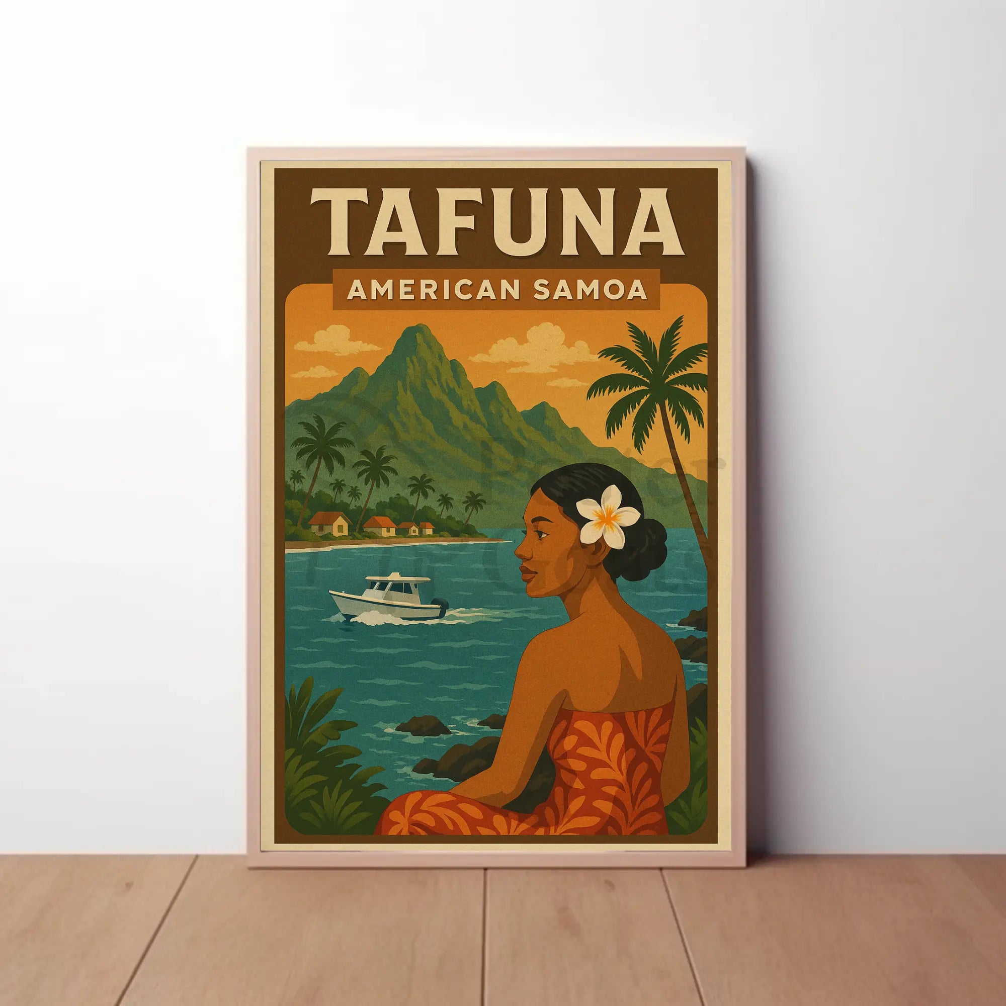 Tropical Escape in Tafuna Travel Poster PosterGoat