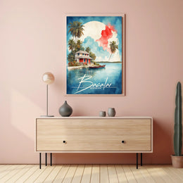 Tropical Getaway Watercolor: Bacalar Travel Poster PosterGoat