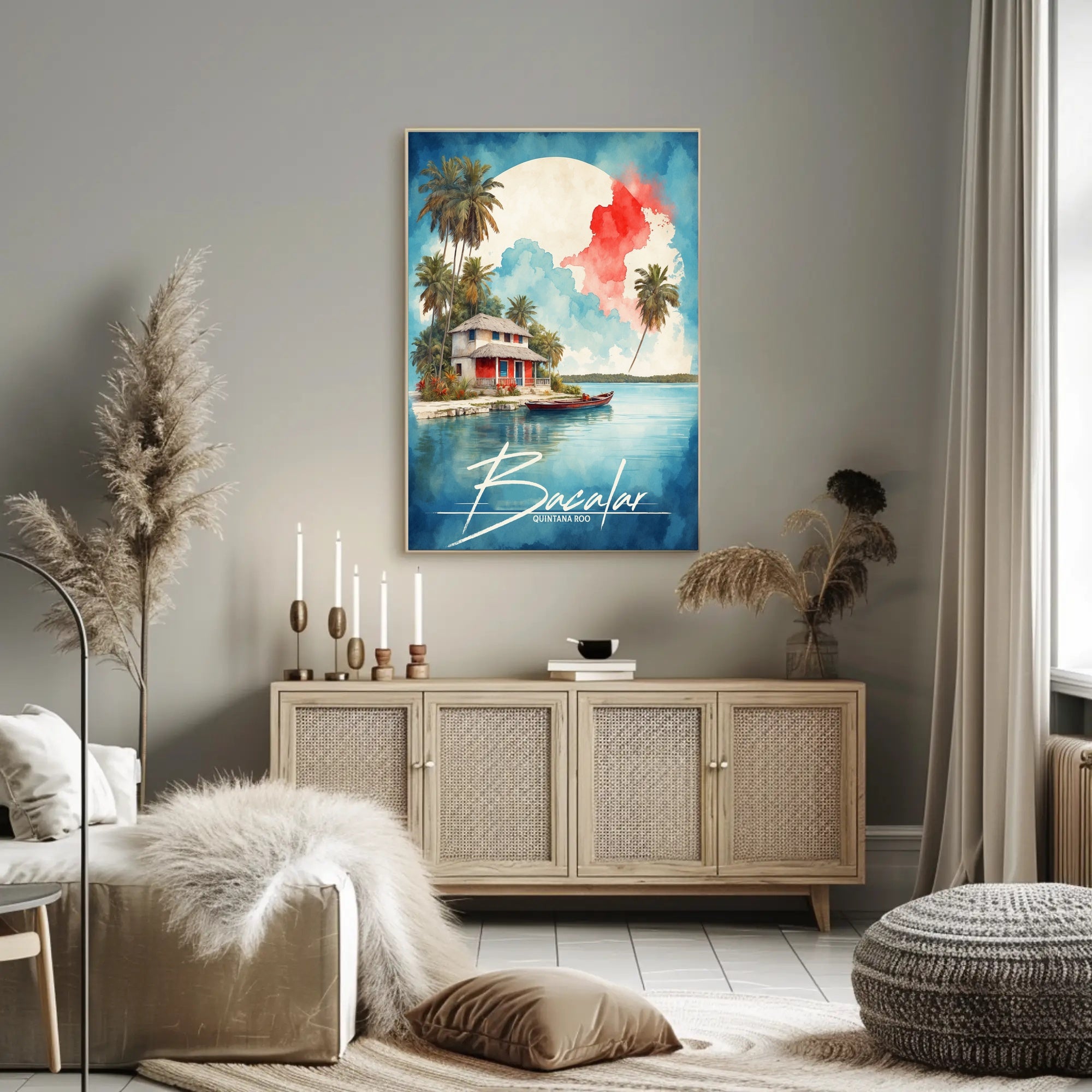Tropical Getaway Watercolor: Bacalar Travel Poster PosterGoat
