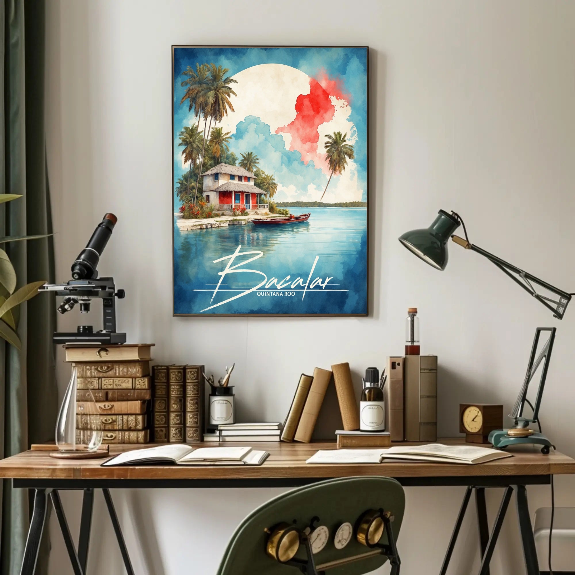 Tropical Getaway Watercolor: Bacalar Travel Poster PosterGoat