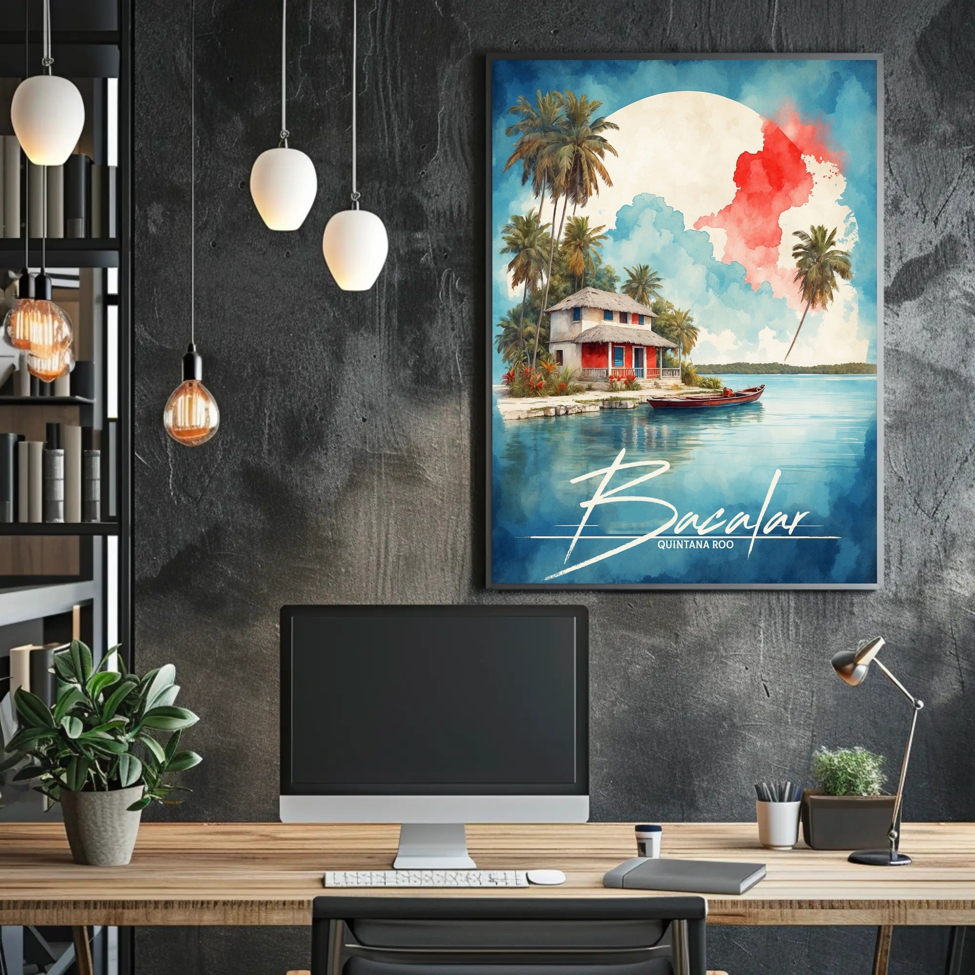 Tropical Getaway Watercolor: Bacalar Travel Poster PosterGoat