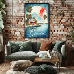 Tropical Getaway Watercolor: Bacalar Travel Poster PosterGoat