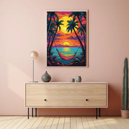 Tropical Hammock at Sunrise Travel Poster PosterGoat