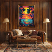Tropical Hammock at Sunrise Travel Poster PosterGoat