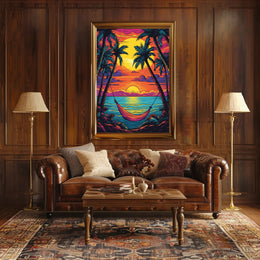 Tropical Hammock at Sunrise Travel Poster PosterGoat