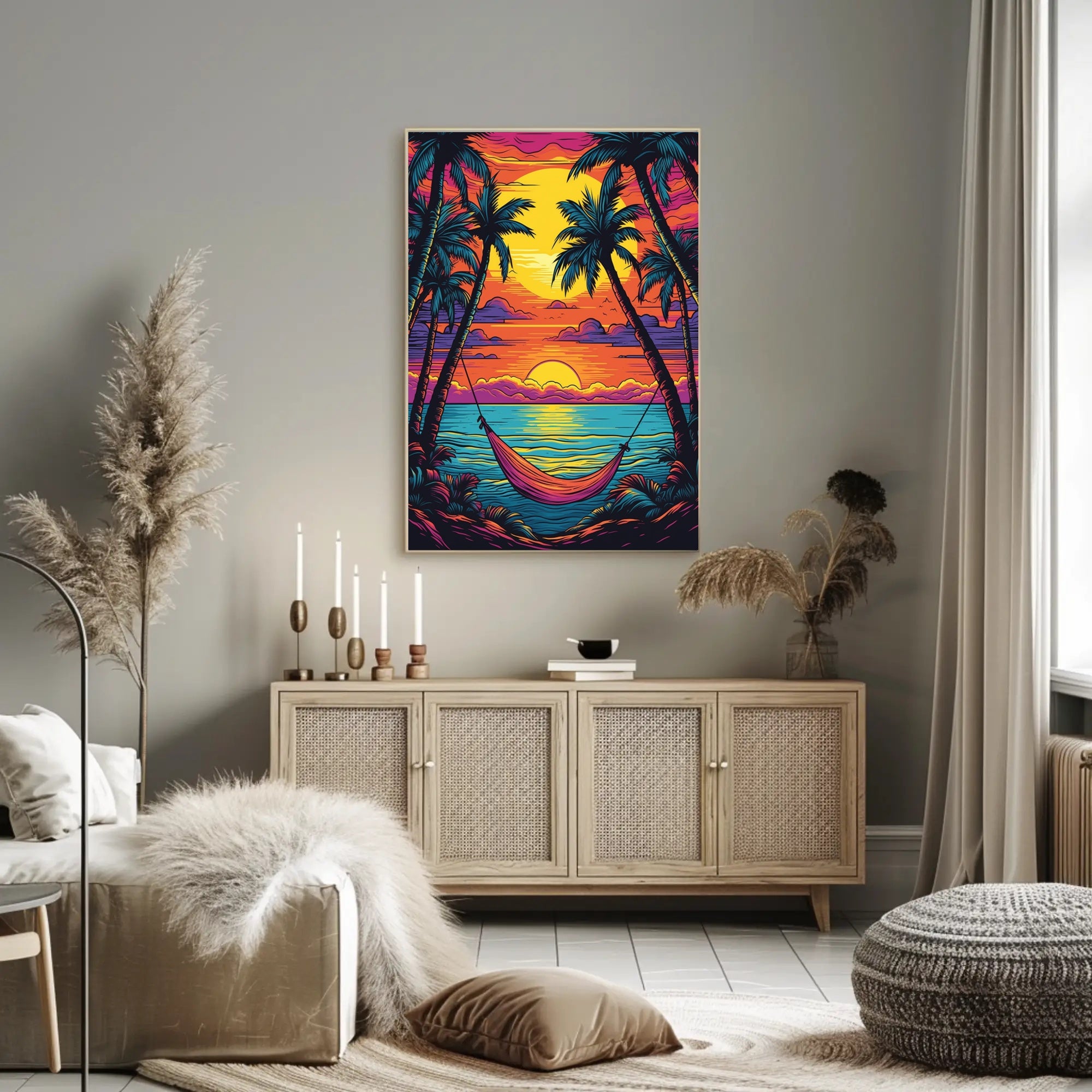 Tropical Hammock at Sunrise Travel Poster PosterGoat