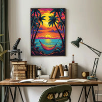 Tropical Hammock at Sunrise Travel Poster PosterGoat