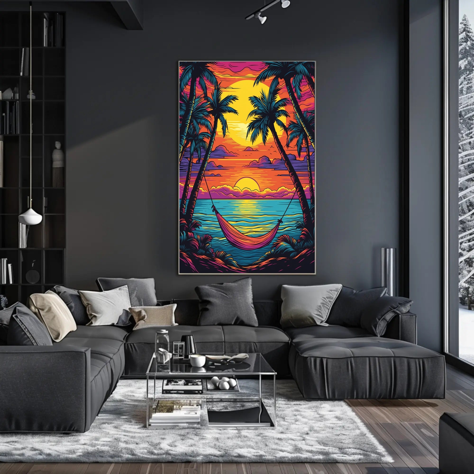 Tropical Hammock at Sunrise Travel Poster PosterGoat
