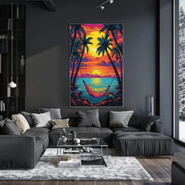 Tropical Hammock at Sunrise Travel Poster PosterGoat