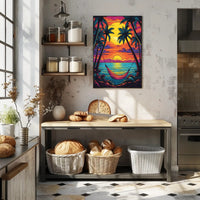 Tropical Hammock at Sunrise Travel Poster PosterGoat