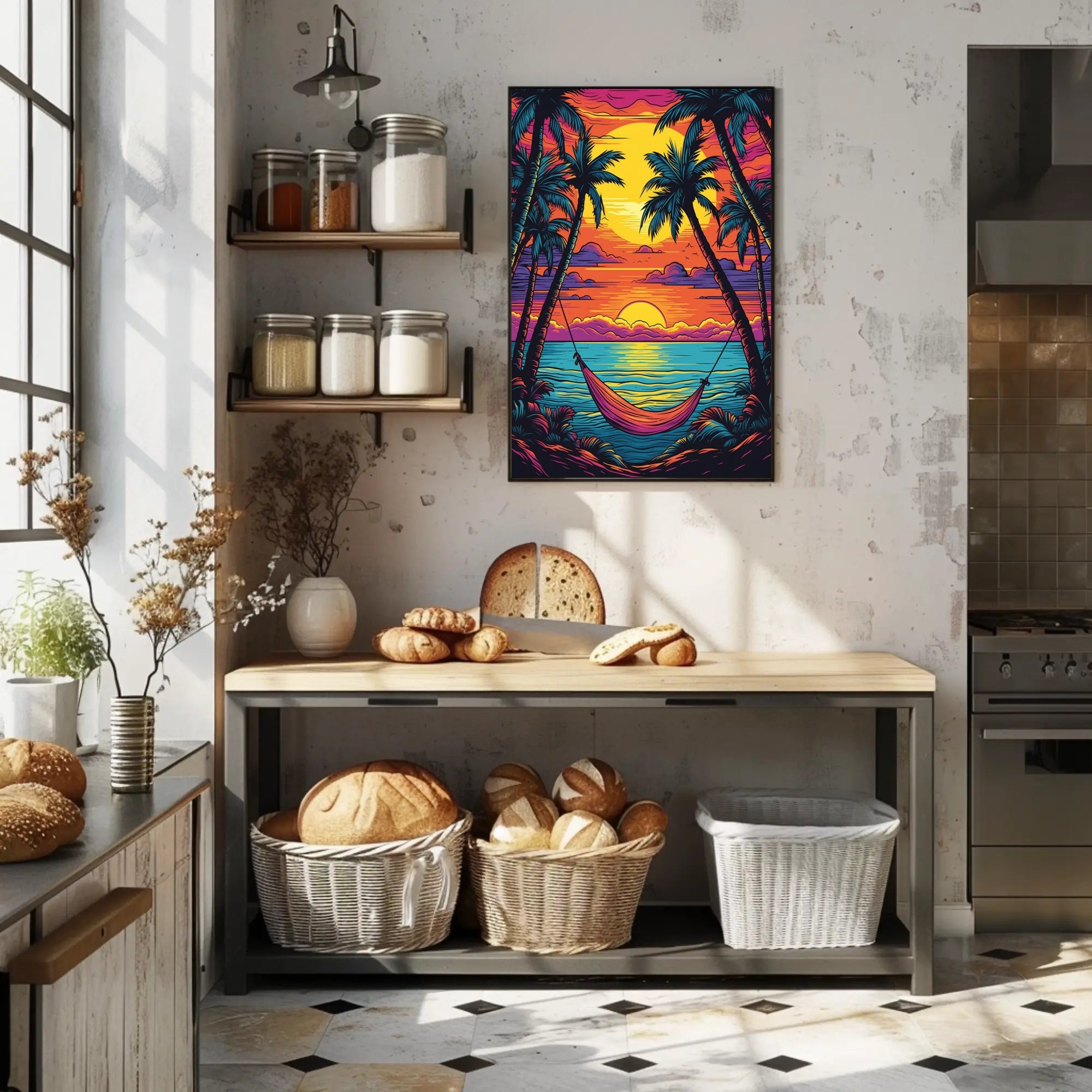 Tropical Hammock at Sunrise Travel Poster PosterGoat