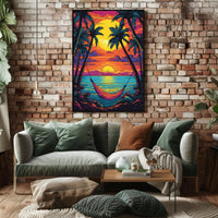 Tropical Hammock at Sunrise Travel Poster PosterGoat