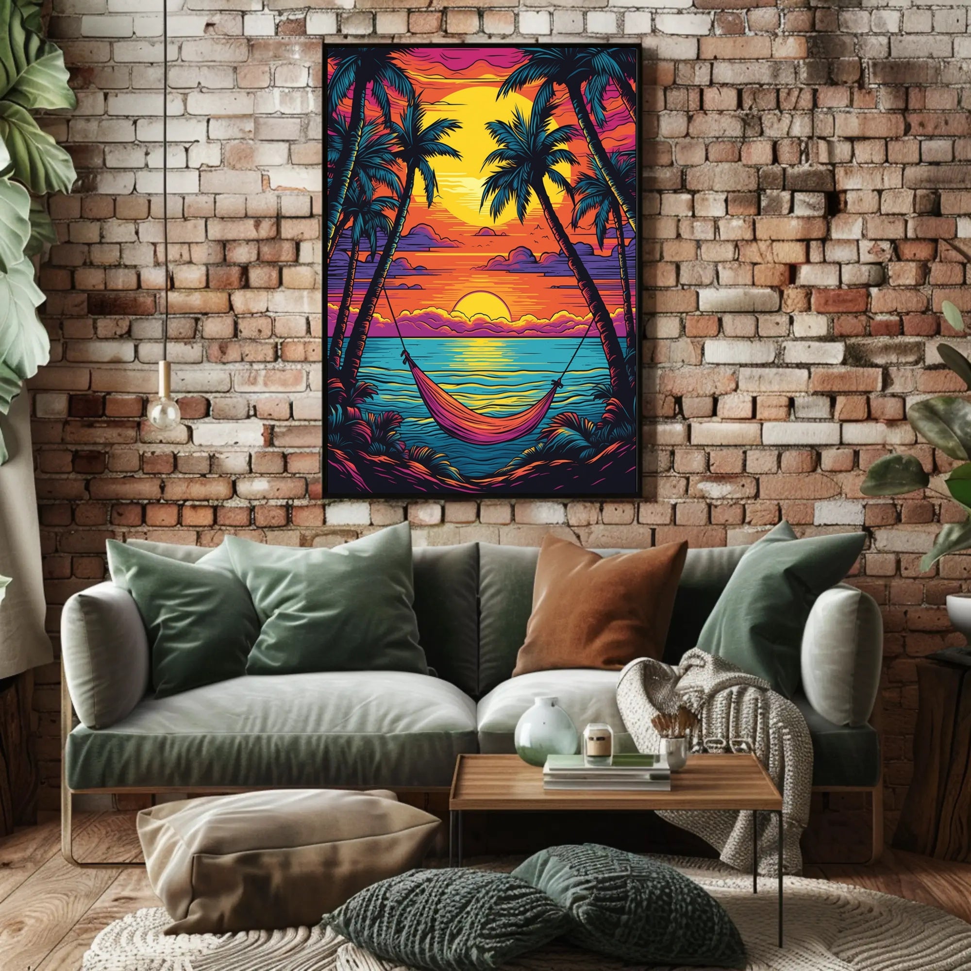 Tropical Hammock at Sunrise Travel Poster PosterGoat