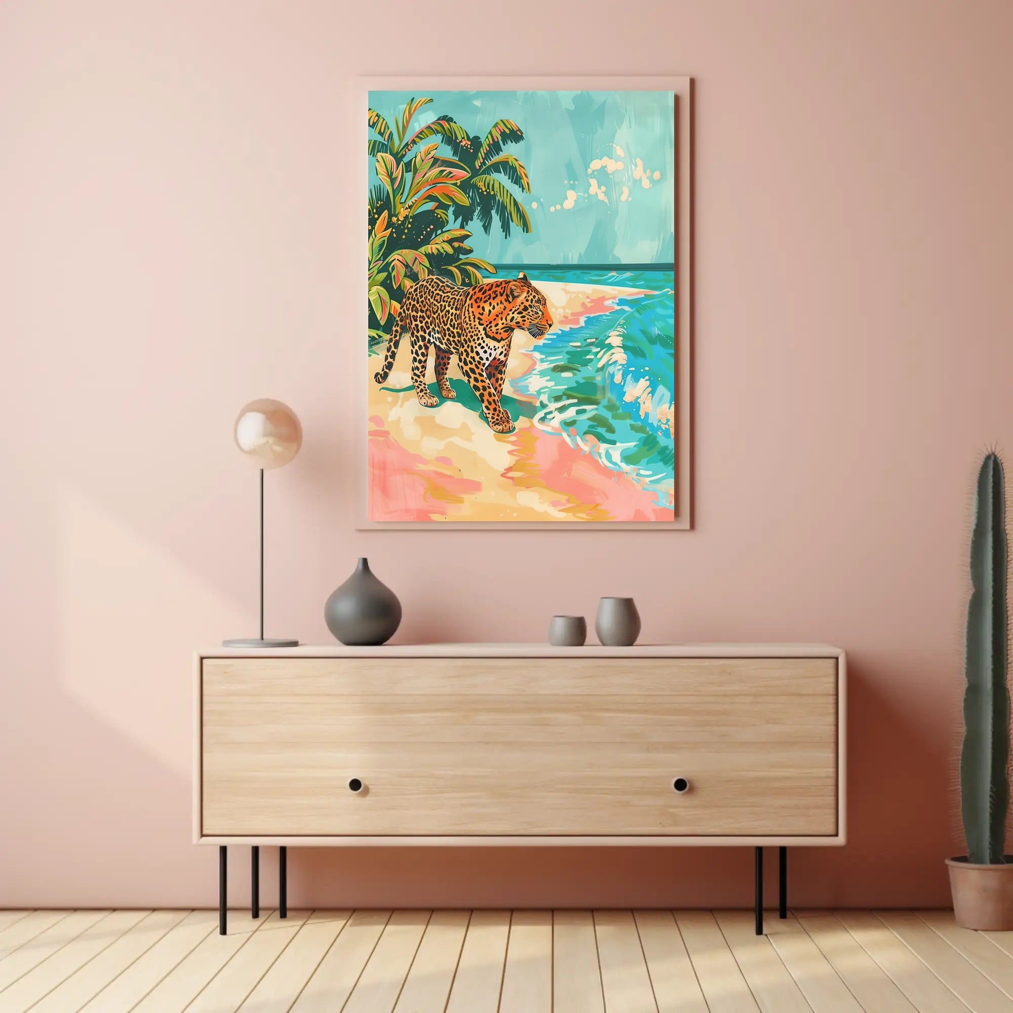 Tropical Leopard Adventure Art Print - Animal Poster PosterGoat