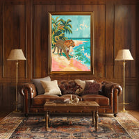 Tropical Leopard Adventure Art Print - Animal Poster PosterGoat