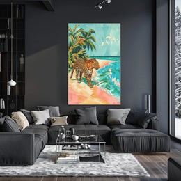 Tropical Leopard Adventure Art Print - Animal Poster PosterGoat