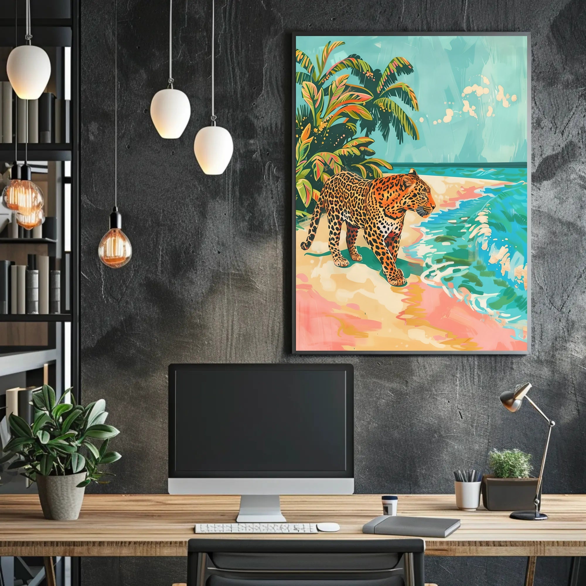 Tropical Leopard Adventure Art Print - Animal Poster PosterGoat