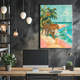 Tropical Leopard Adventure Art Print - Animal Poster PosterGoat