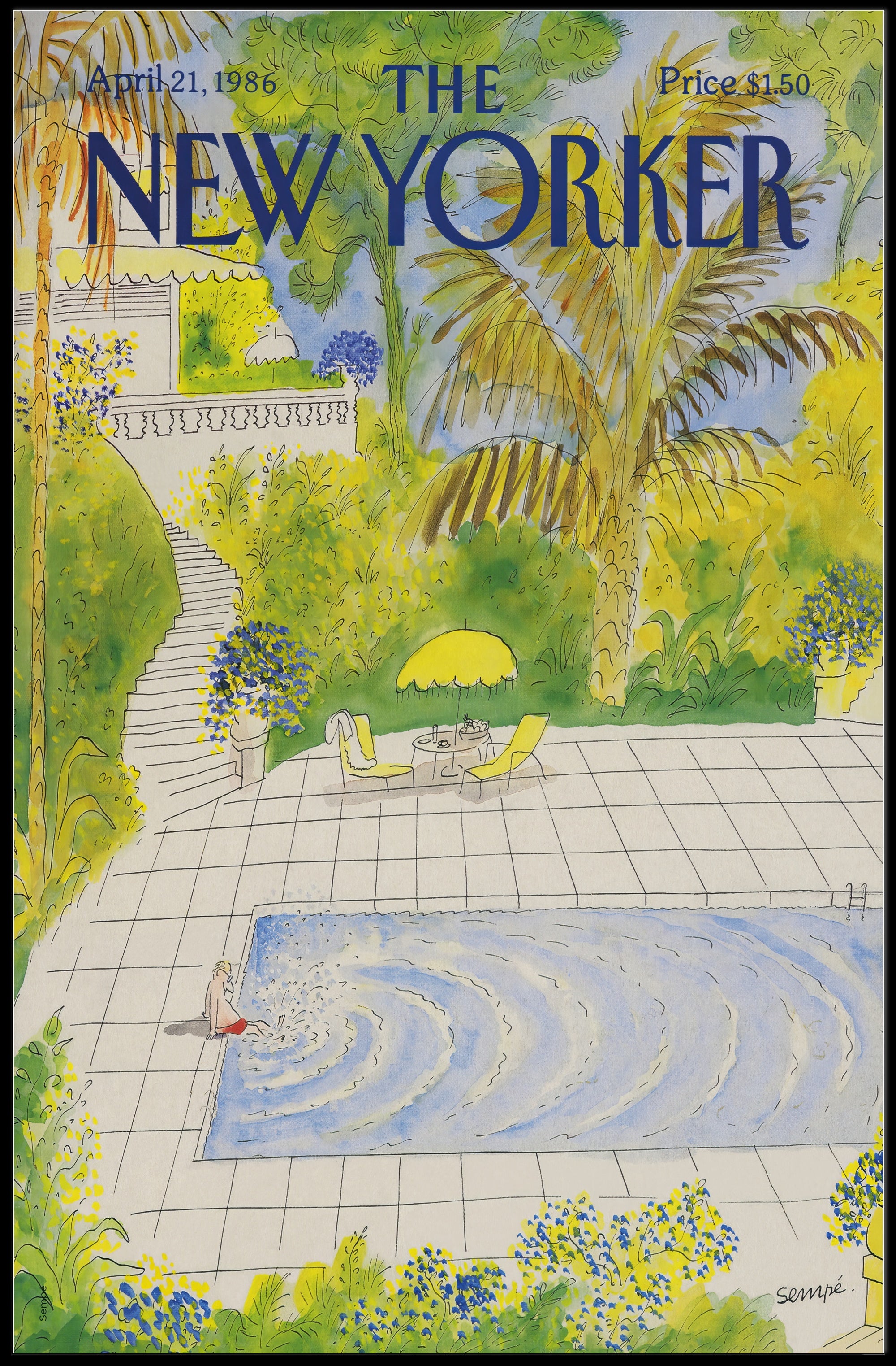 Tropical Poolside Escape Scene Relaxation Travel Poster PosterGoat