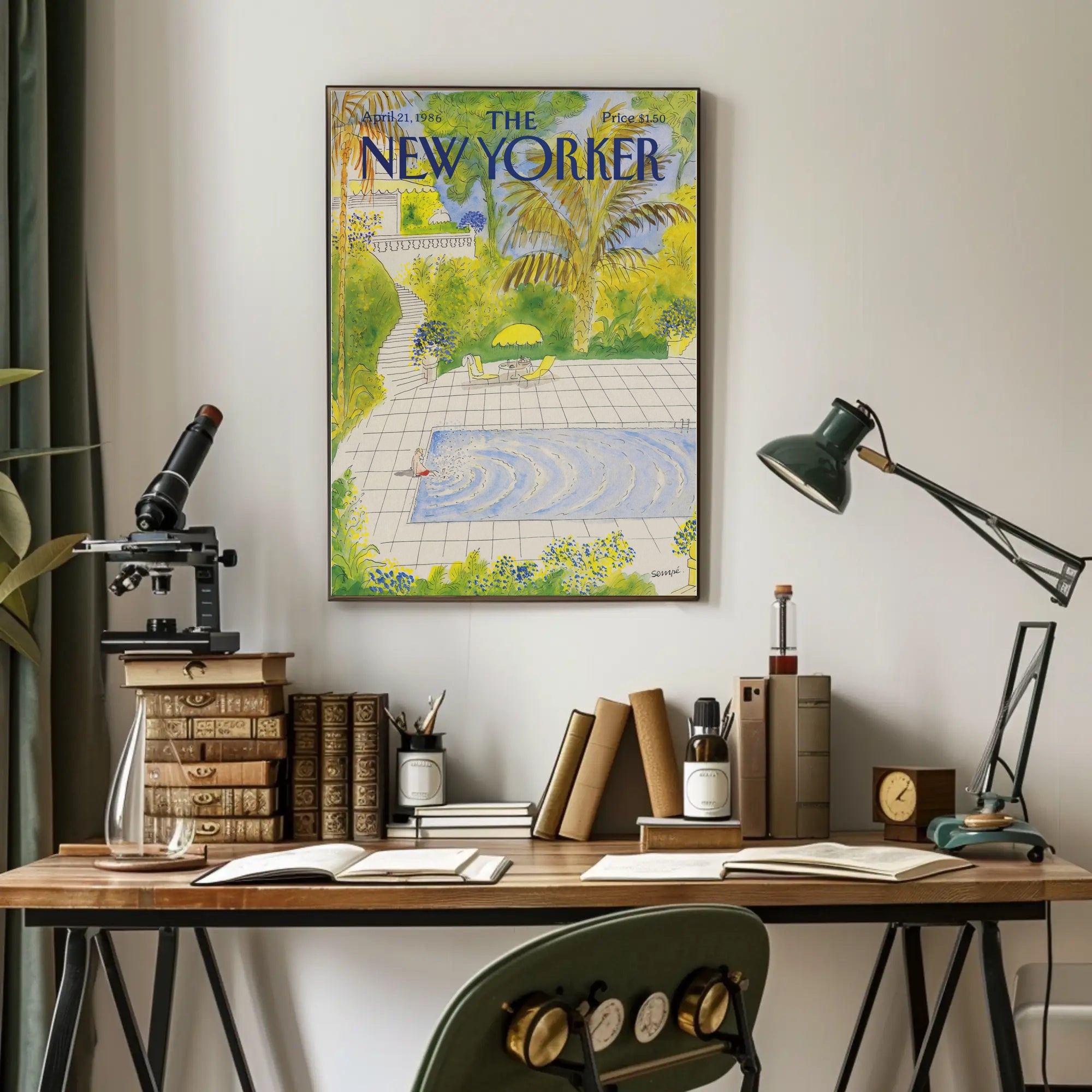 Tropical Poolside Escape Scene Relaxation Travel Poster PosterGoat
