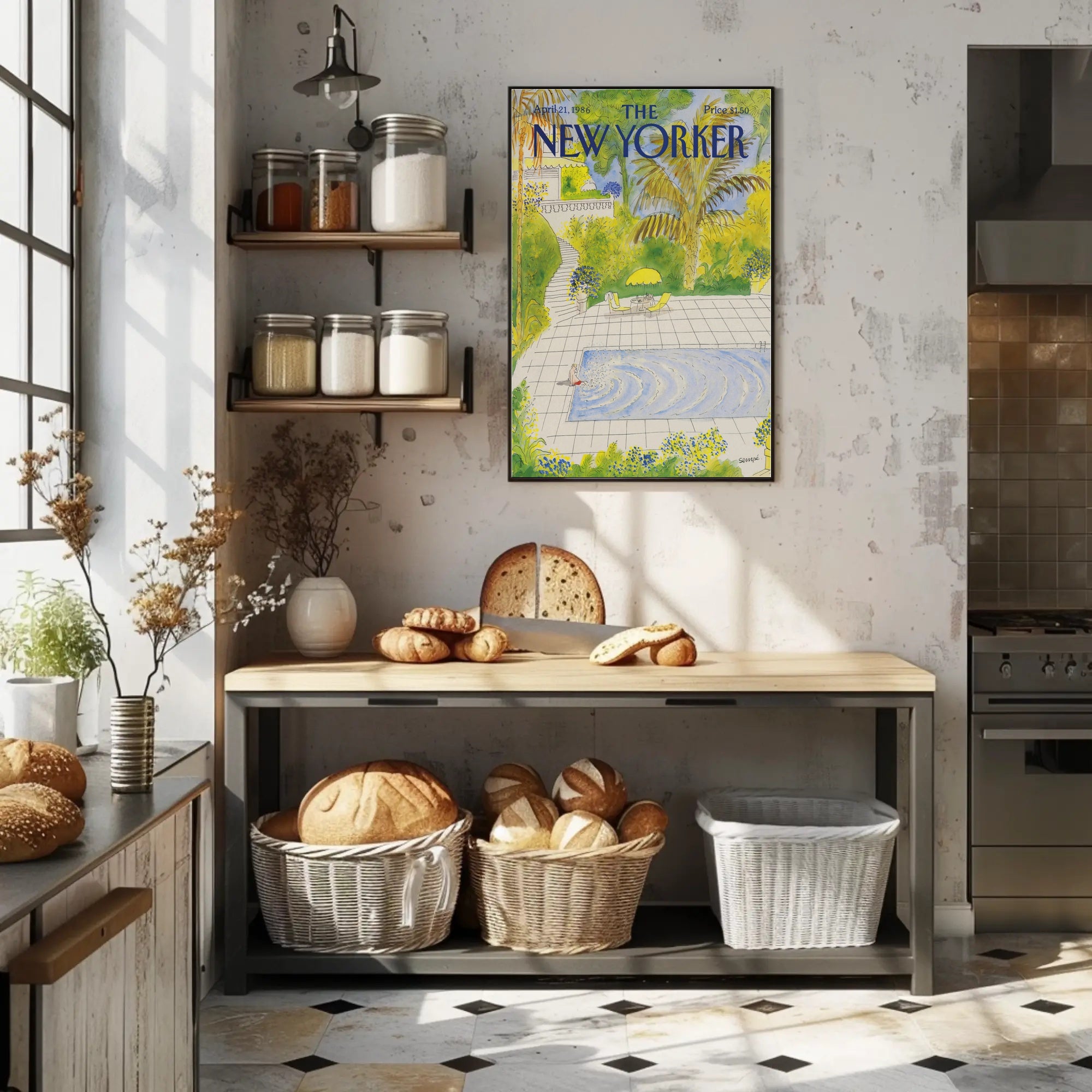 Tropical Poolside Escape Scene Relaxation Travel Poster PosterGoat