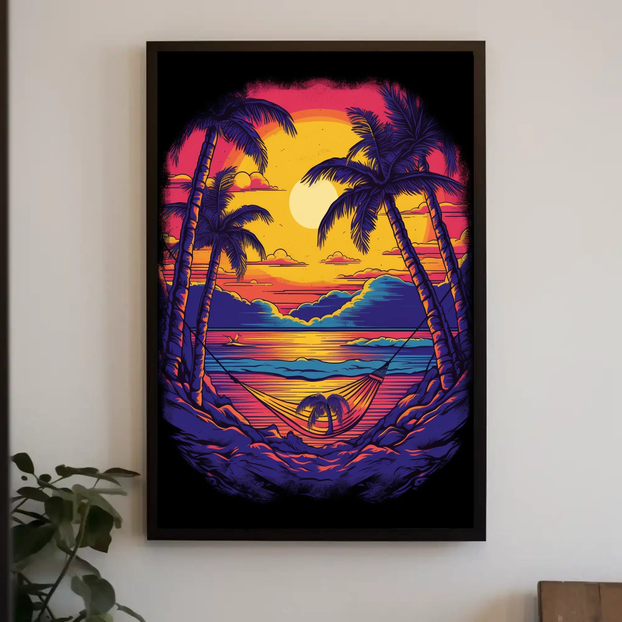 Tropical Relaxation Sunset Scene Artistic Poster PosterGoat