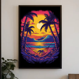 Tropical Relaxation Sunset Scene Artistic Poster PosterGoat