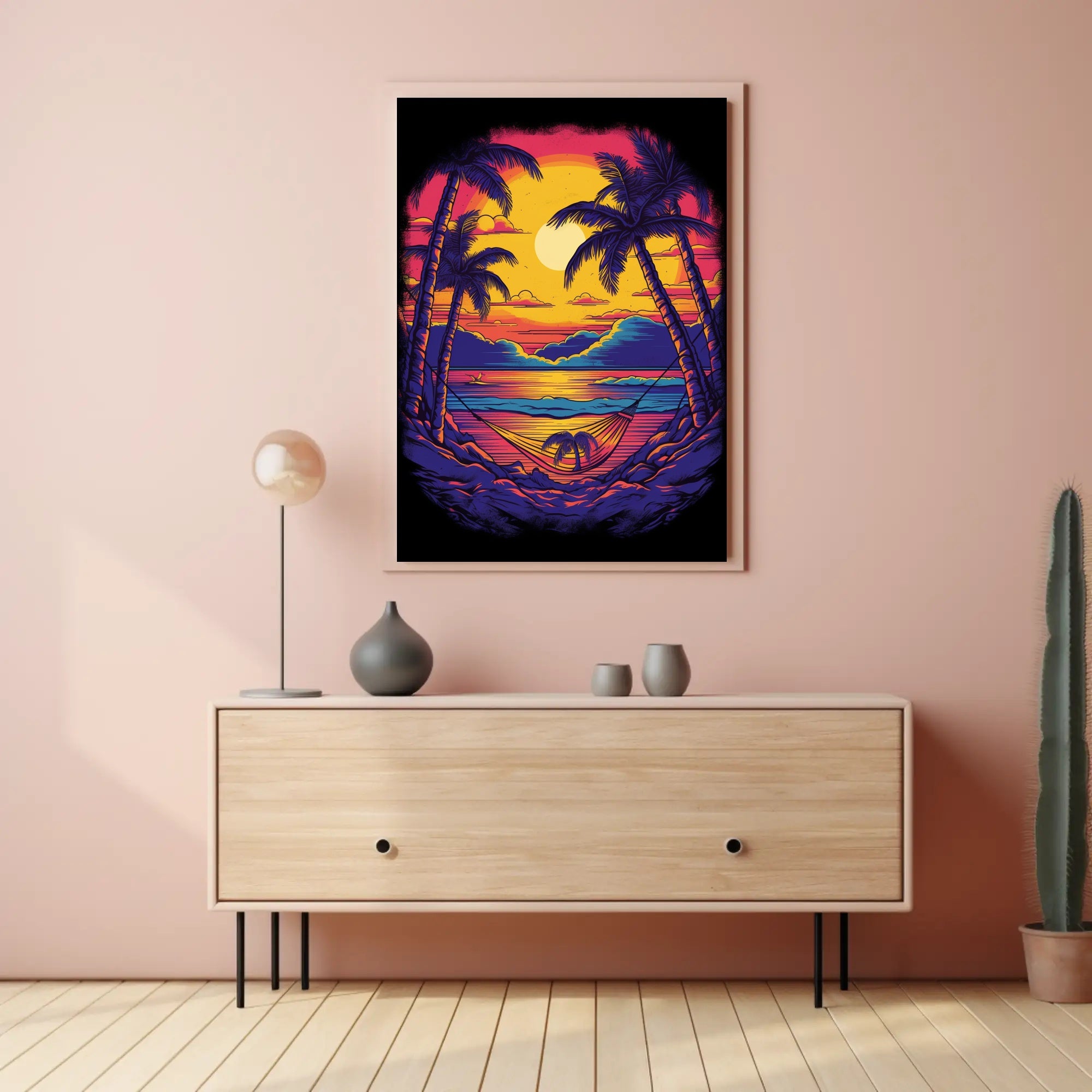 Tropical Relaxation Sunset Scene Artistic Poster PosterGoat