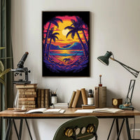Tropical Relaxation Sunset Scene Artistic Poster PosterGoat