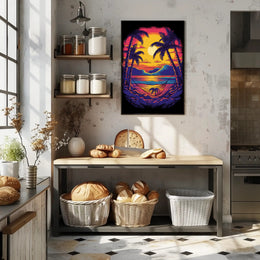 Tropical Relaxation Sunset Scene Artistic Poster PosterGoat