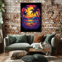 Tropical Relaxation Sunset Scene Artistic Poster PosterGoat