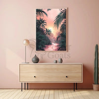 Tropical Sunrise Serenity in Nature Artistic Poster PosterGoat