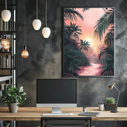 Tropical Sunrise Serenity in Nature Artistic Poster PosterGoat