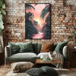 Tropical Sunrise Serenity in Nature Artistic Poster PosterGoat