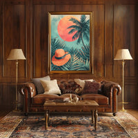 Tropical Sunset Escape Art Print Travel Poster PosterGoat