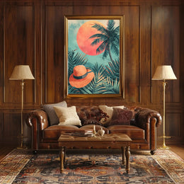 Tropical Sunset Escape Art Print Travel Poster PosterGoat