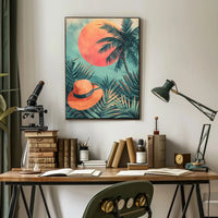 Tropical Sunset Escape Art Print Travel Poster PosterGoat